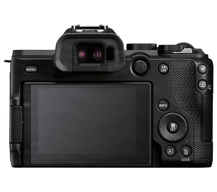 Canon EOS R8 Mark II: Pogled pozadi — ekran, tražilo i komande